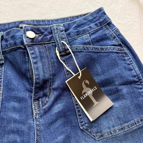 NEW Flamingals Womens High-Waist Wide-Leg Denim Jeans Size Small Casual Fit - Picture 6 of 14
